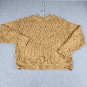 Universal Thread Sweater Womens XS Yellow Crew Neck Textured Knit Pullover Boho
